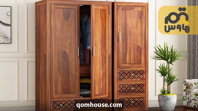تصویر کمد دیواری با چوب گردو